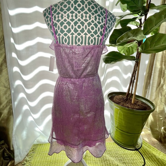 Sweet Storm Purple Metallic Ruffle Mini Dress - Picture 13 of 14